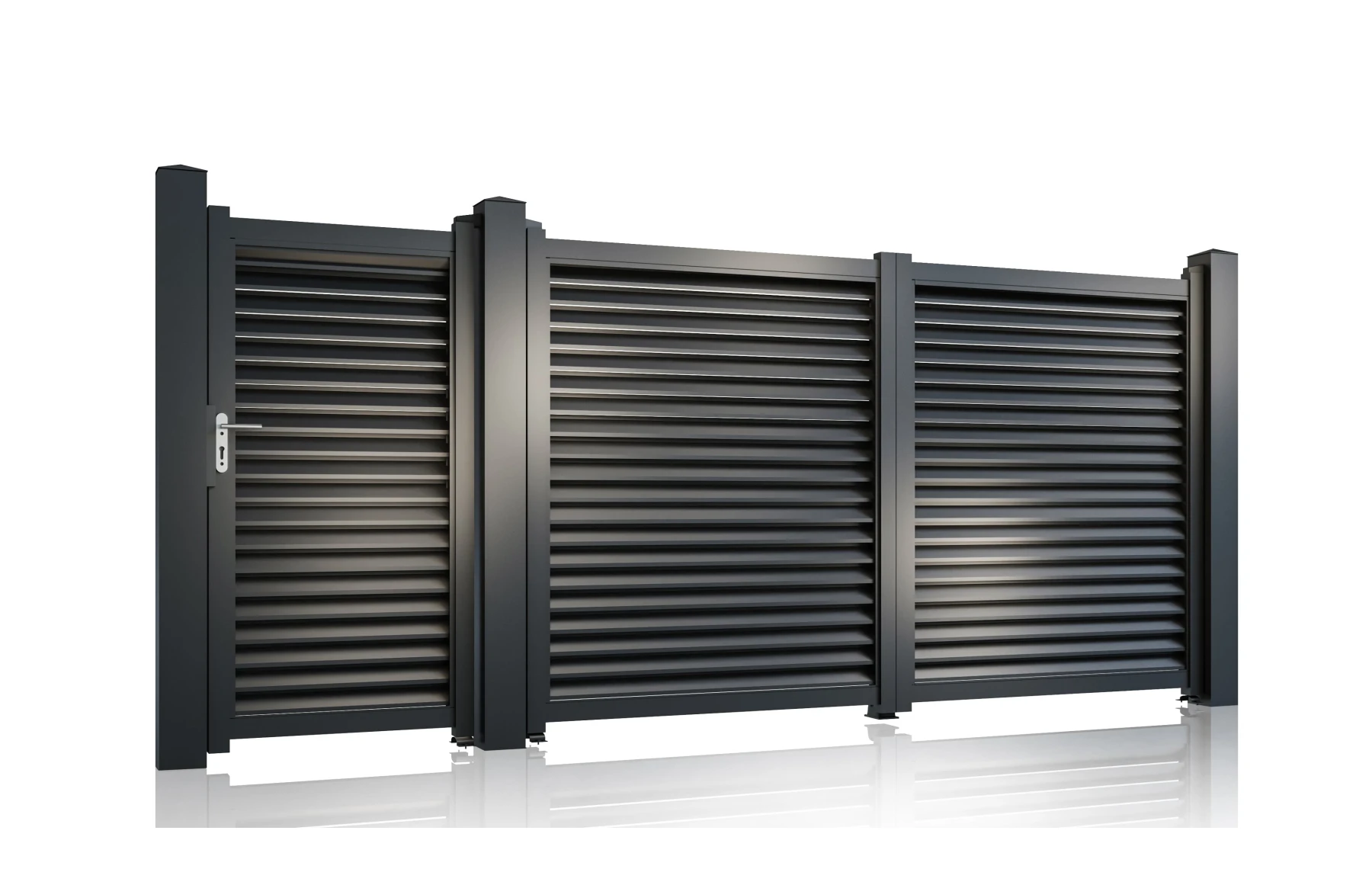 Set porti metalice din aluminiu, gri antracit, model Jaluzea Suprem - imagine 4